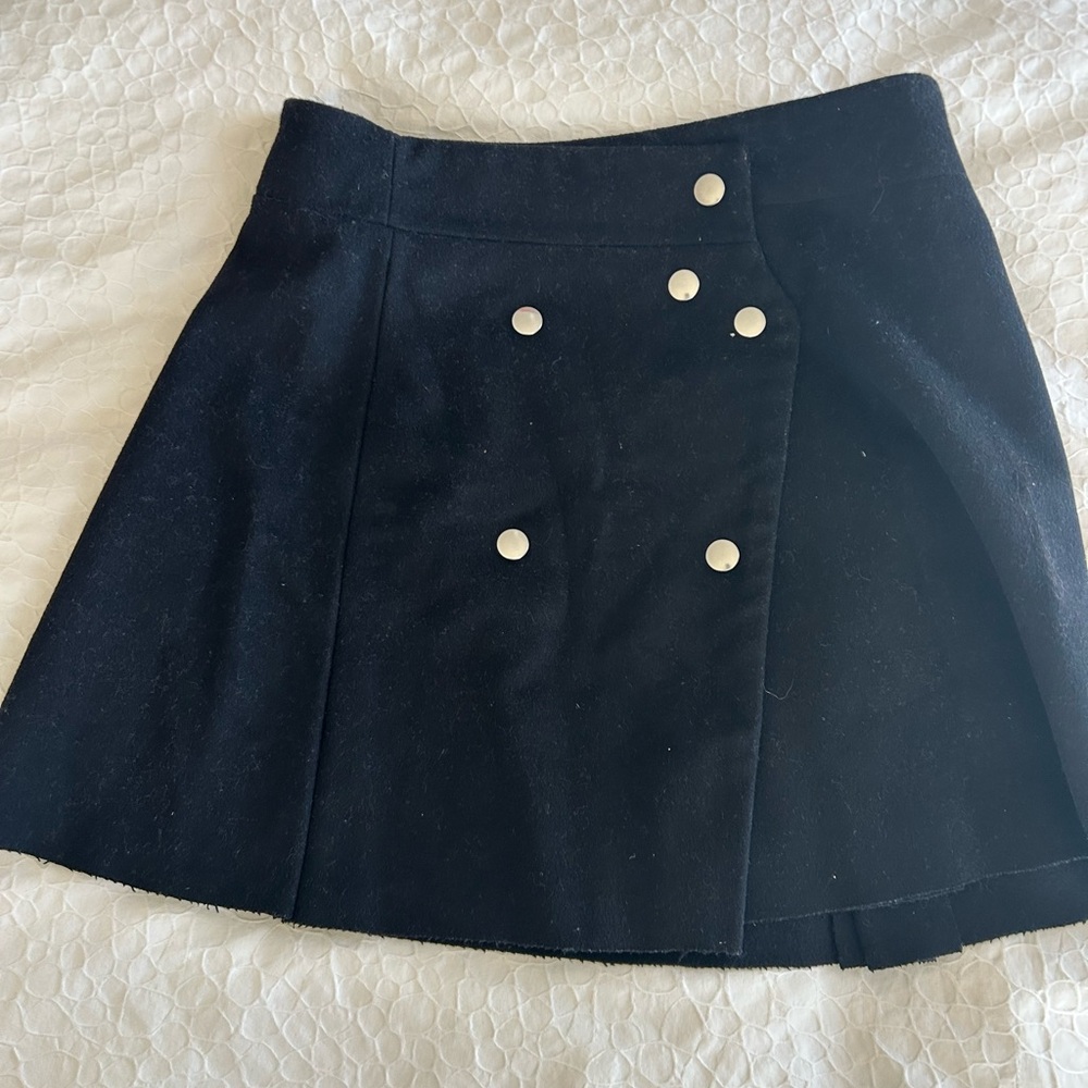 Acne Wool Blend  Black Mini Skirt with Button Accents